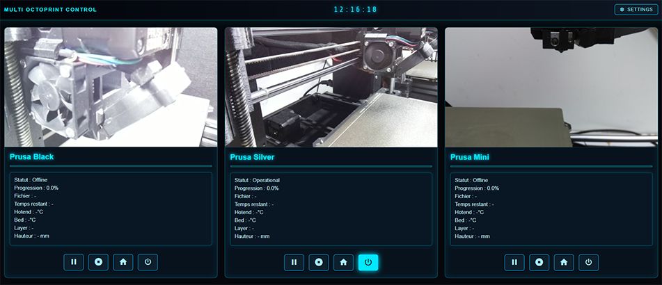 Multi Octoprint Control - dashboard multi imprimantes