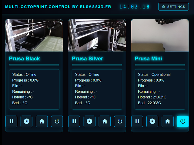 Multi Octoprint Control - dashboard multi imprimantes